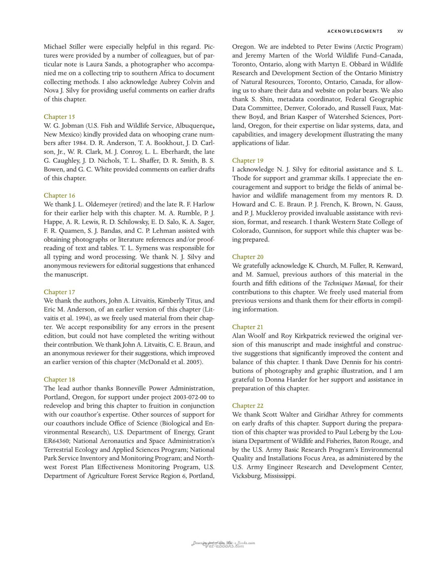 Preview page of The Wildlife Techniques Manual 2 Volume Set
