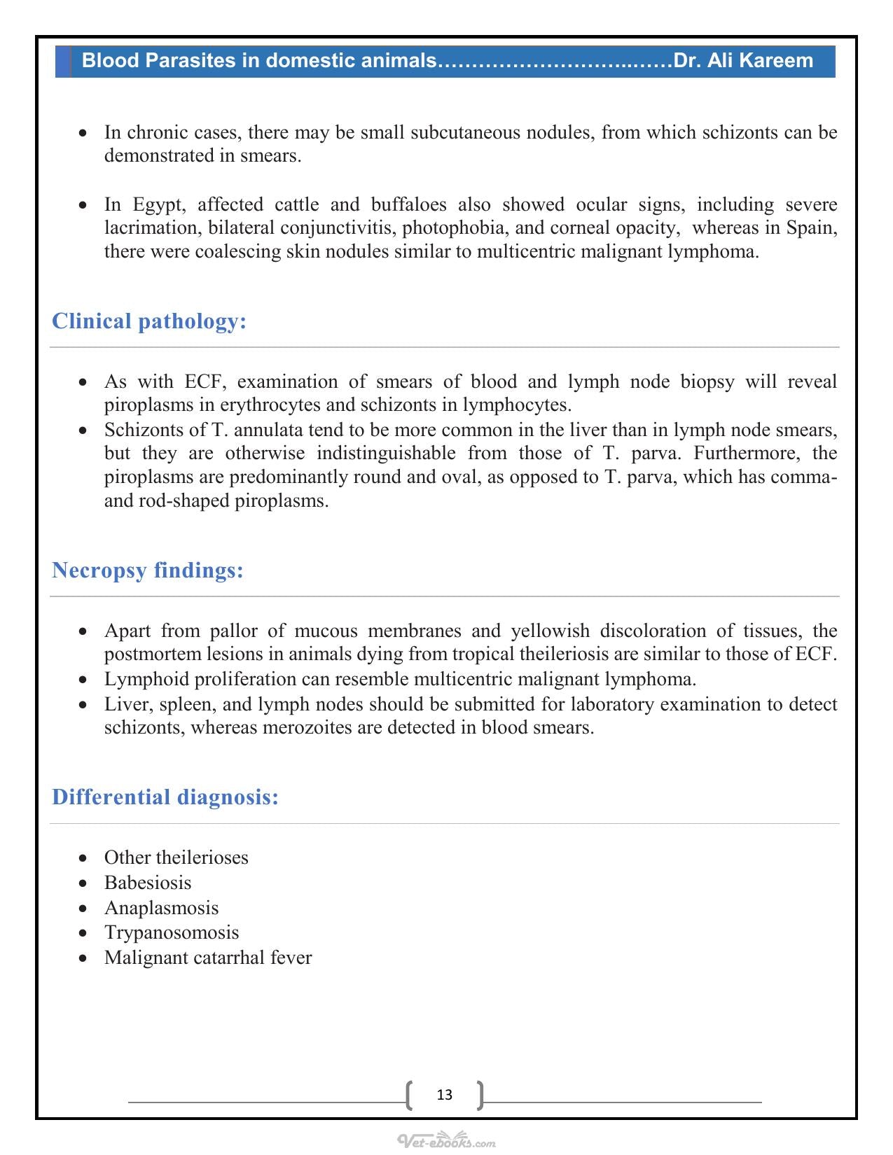 Blood Parasites In Domestic Animals