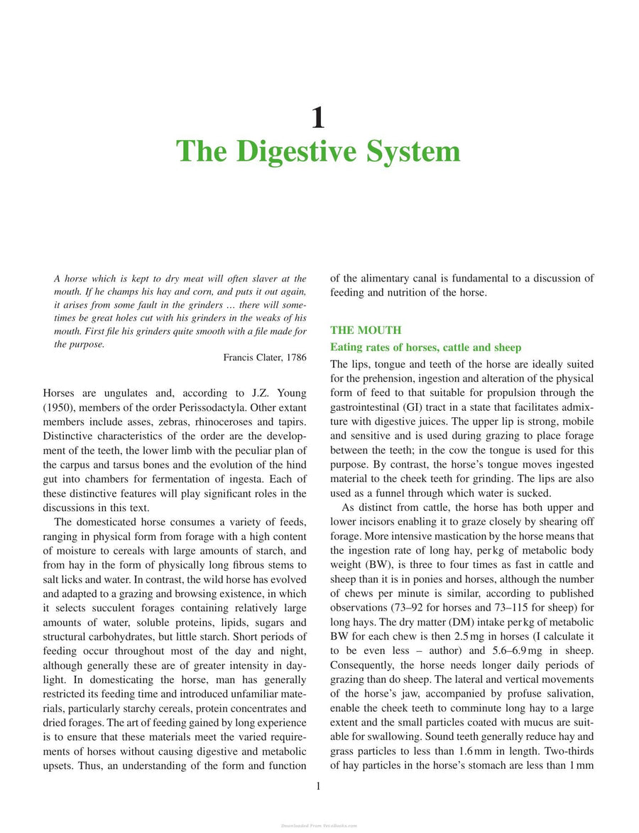 Preview page of Equine Nutrition and Feeding 4th Edition