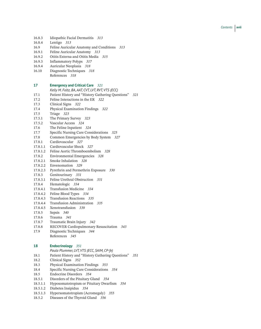 Preview page of Feline Medicine for Veterinary Technicians
