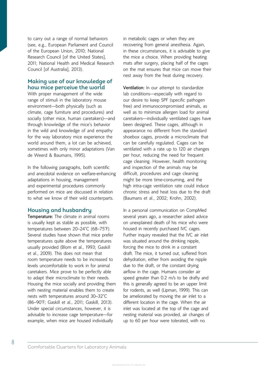 Preview page of Comfortable Quarters for Laboratory Animals