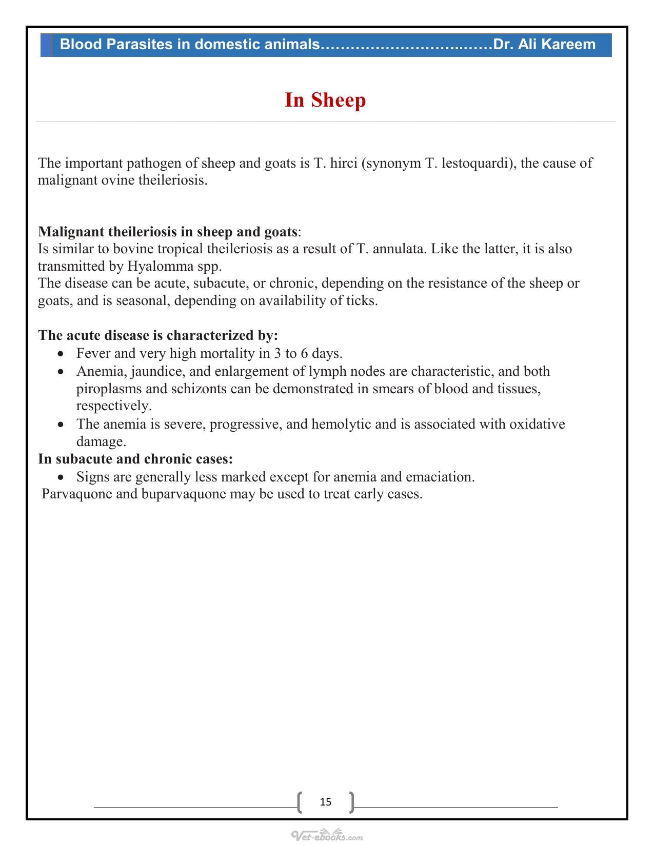 Blood Parasites In Domestic Animals