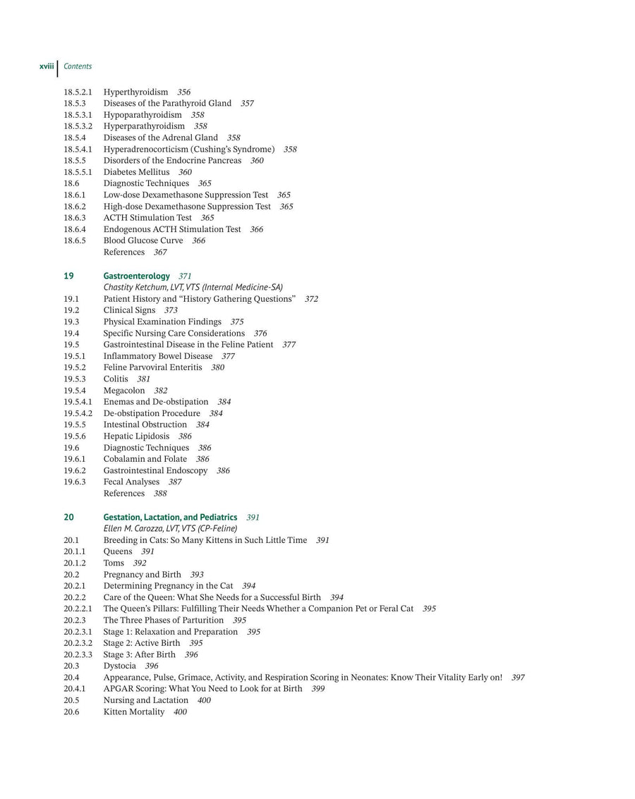 Preview page of Feline Medicine for Veterinary Technicians