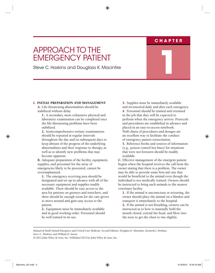 Preview page of Manual of Small Animal Emergency and Critical Care Medicine 2nd Edition
