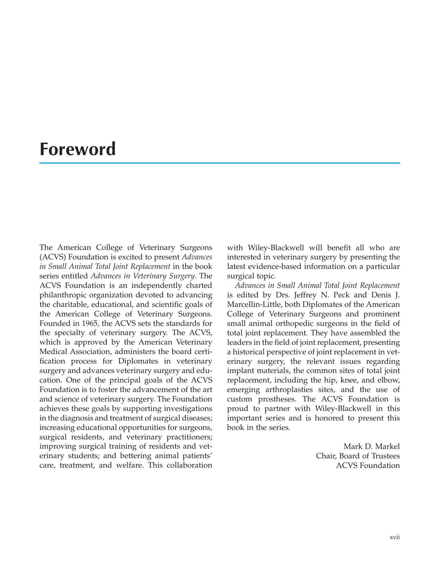 Preview page of Advances Small Animal Total Joint Replacement