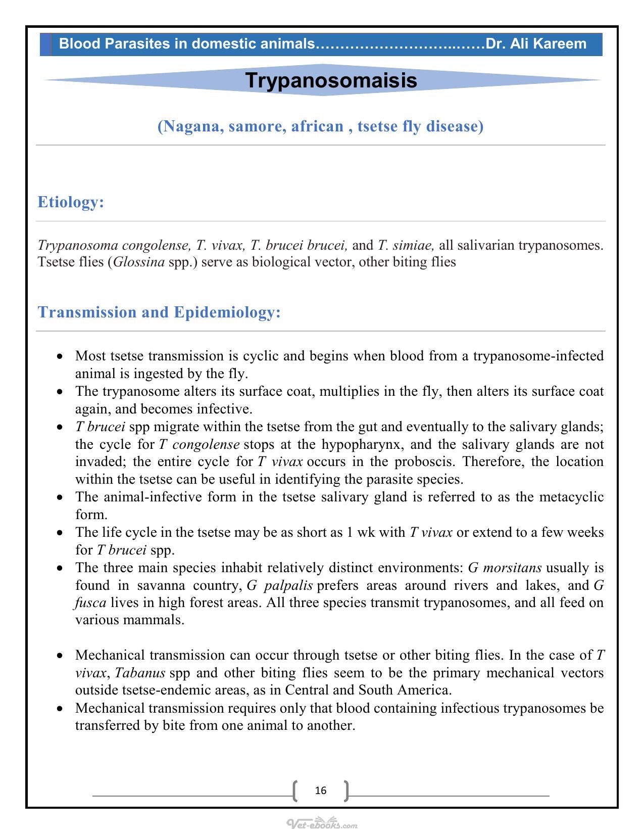 Blood Parasites In Domestic Animals