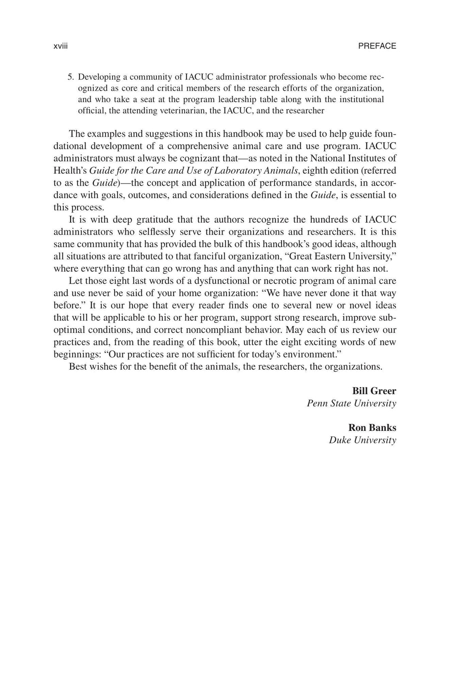 Preview page of The Iacuc Administrator's Guide to Animal Program Management