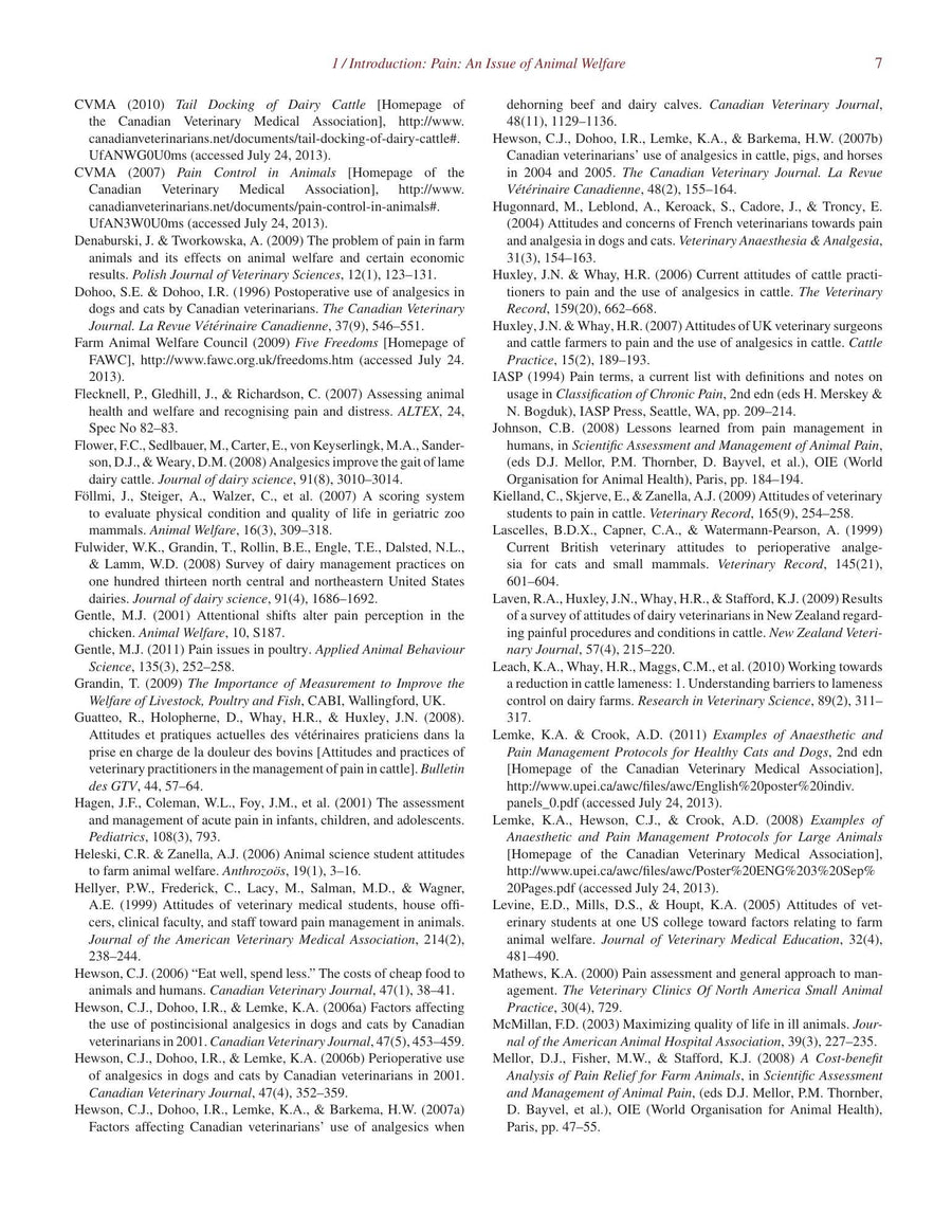 Preview page of Pain Management in Veterinary Practice