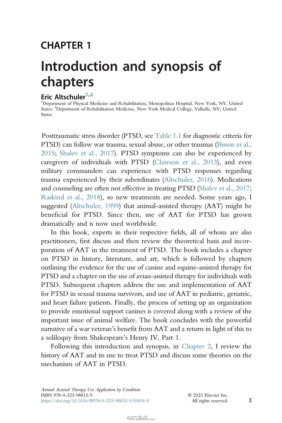 Preview page of Animal Assisted Therapy Use Application by Condition