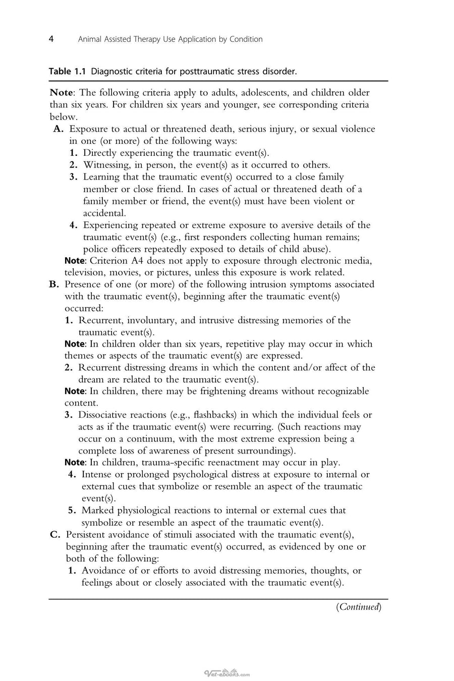 Preview page of Animal Assisted Therapy Use Application by Condition