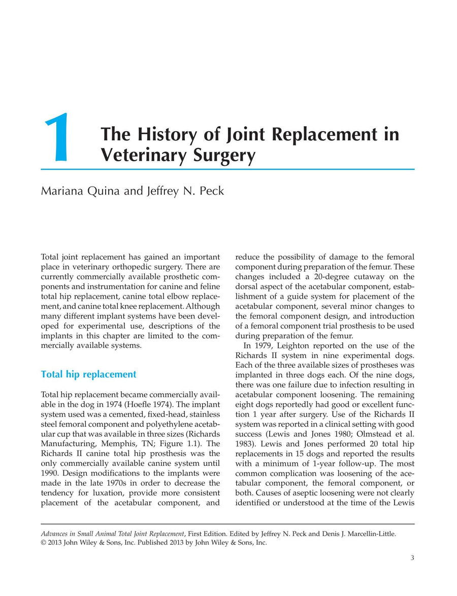 Preview page of Advances Small Animal Total Joint Replacement
