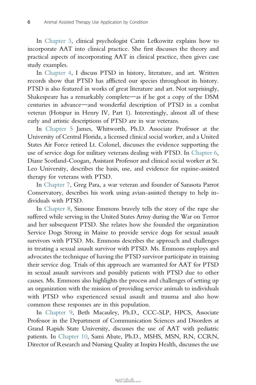 Preview page of Animal Assisted Therapy Use Application by Condition