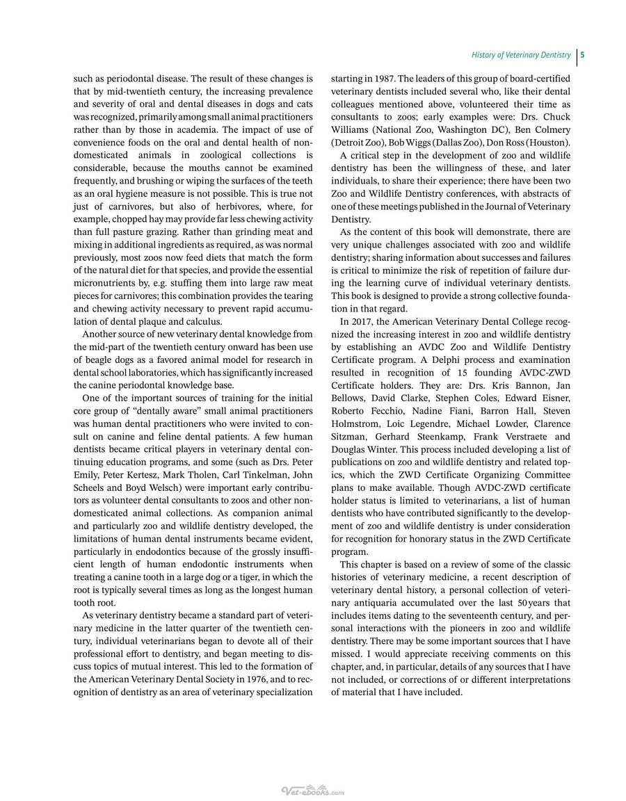 Preview page of Zoo and Wild Animal Dentistry