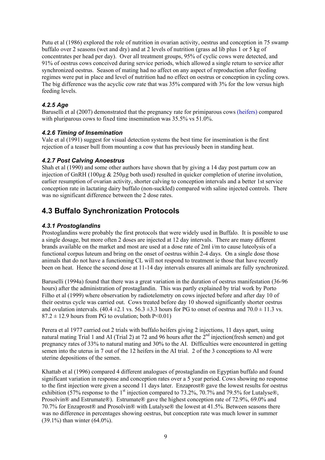 Australian Water Buffalo Genetic And Reproduction Improvements