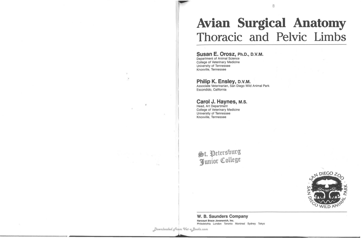 Avian Surgical Anatomy Thoracic And Pelvic Limbs