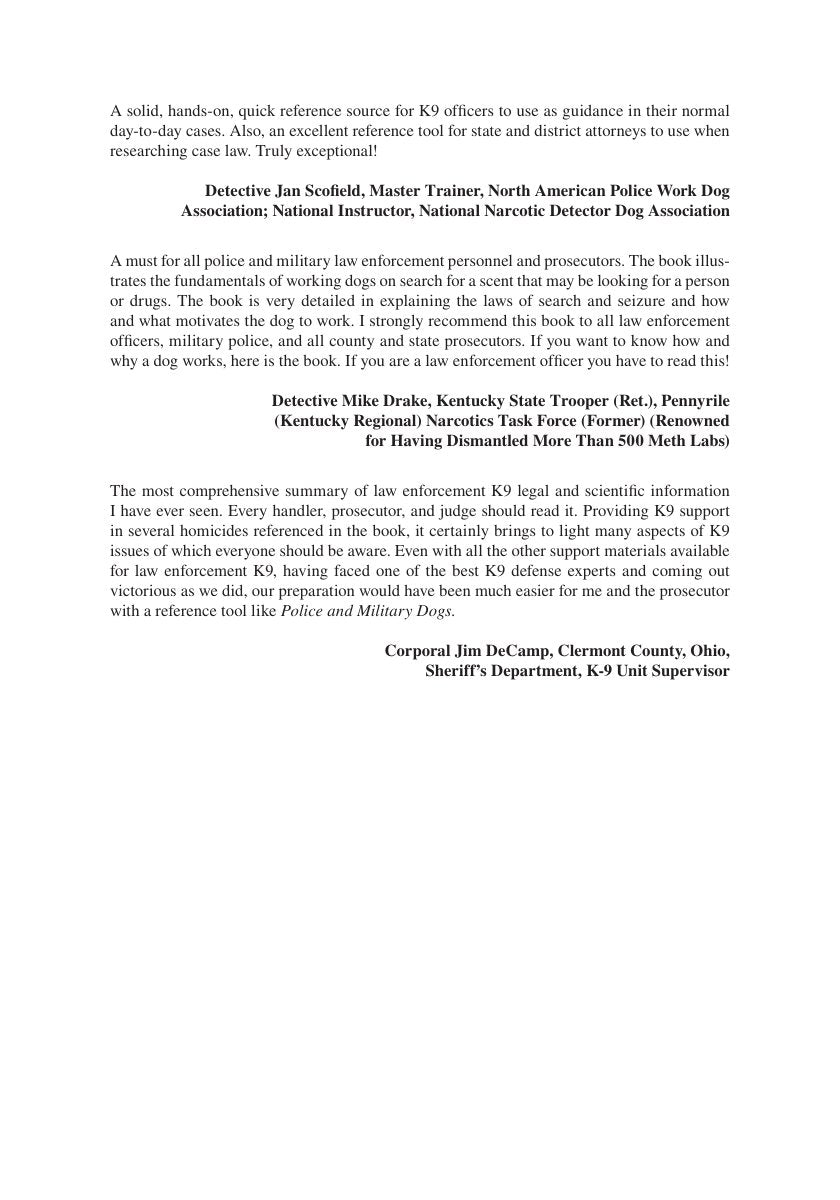Look Inside sample page 2 - Police And Military Dogs Criminal Detection Forensic Evidence And Judicial Admissibility