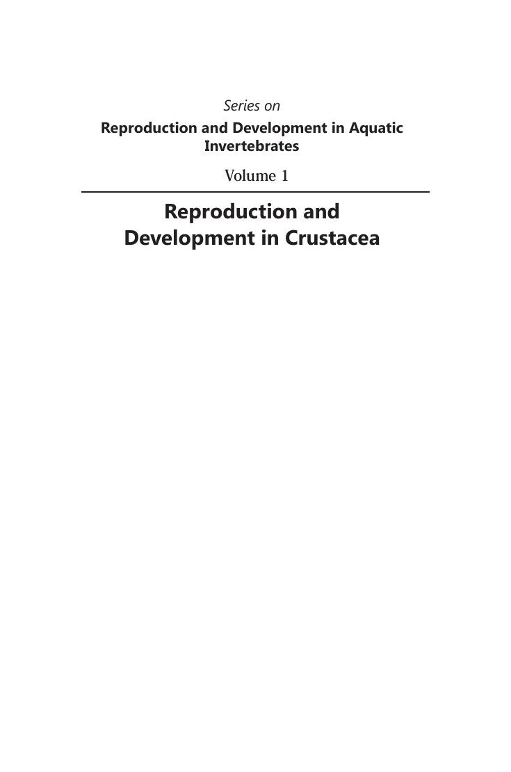 Look Inside sample page 2 - Reproduction and Development in Aquatic Invertebrates, Vol 1, Reproduction and Development in Crusta