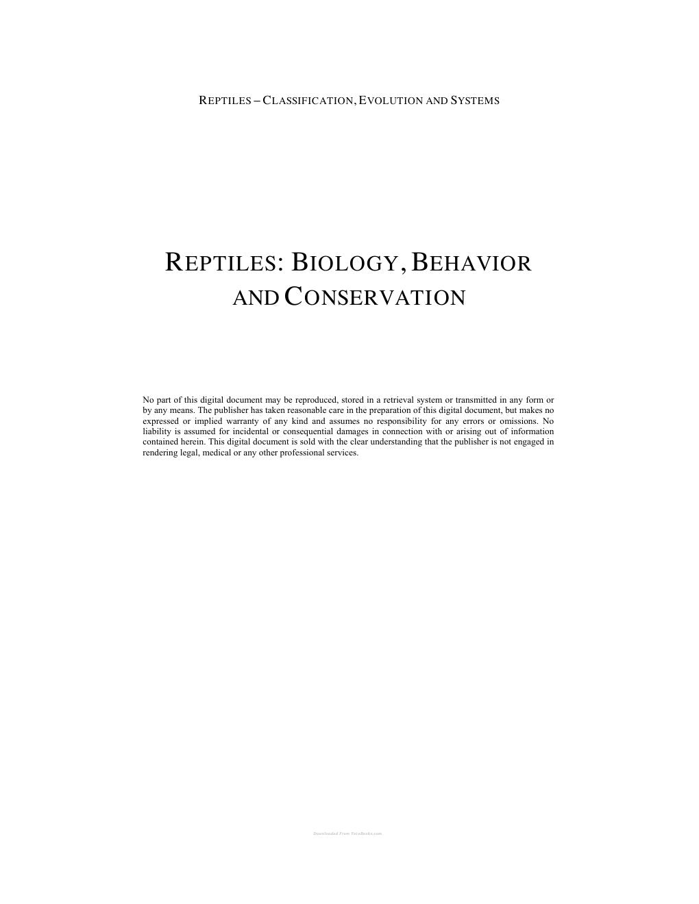 Look Inside sample page 2 - Reptiles Biology Behavior And Conservation