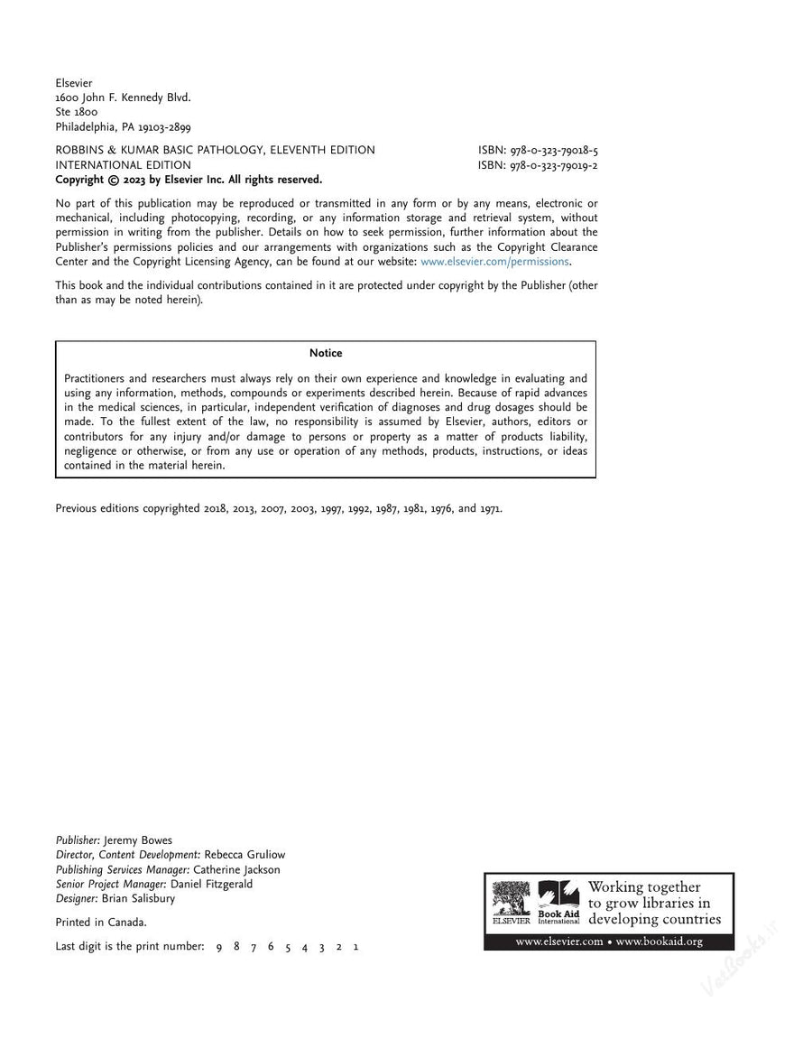 Preview page of Robbins & Kumar Basic Pathology 11th Edition