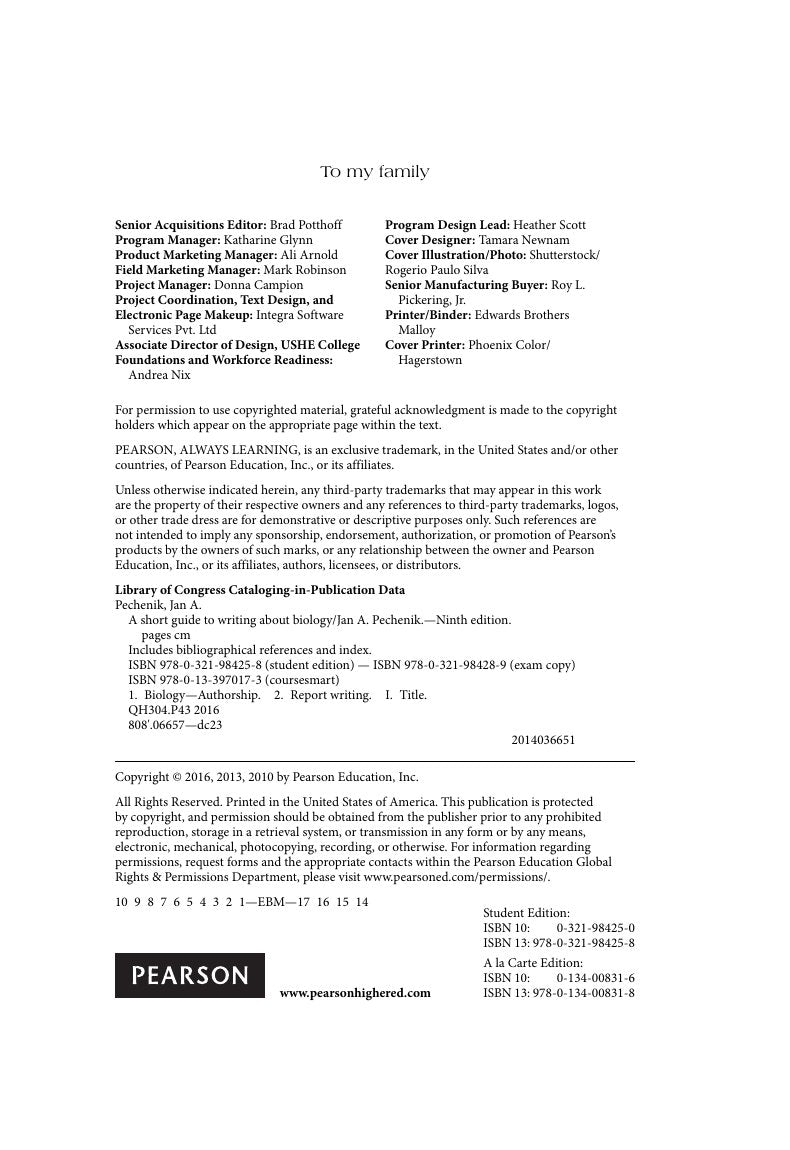 Look Inside sample page 3 - Short Guide To Writing About Biology 9th Edition