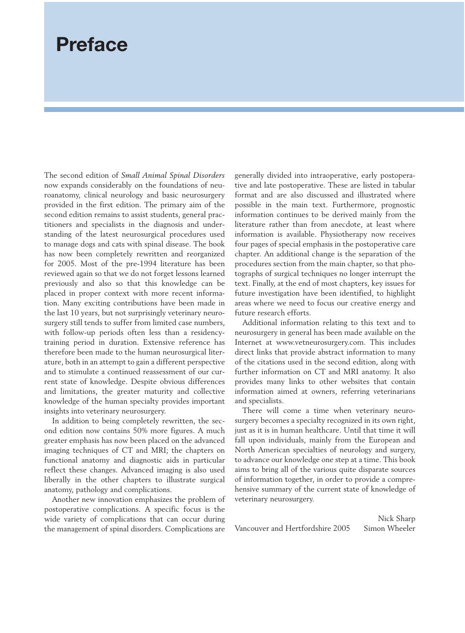 Look Inside page 4 - Small Animal Spinal Disorders Diagnosis And Surgery 2Nd Edition