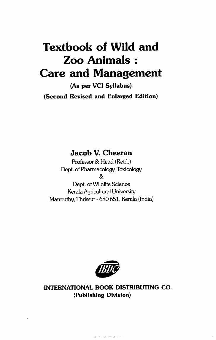 Look Inside sample page 2 - Textbook Of Wild And Zoo Animals Care And Management 2Nd Revised And Enlarged Edition