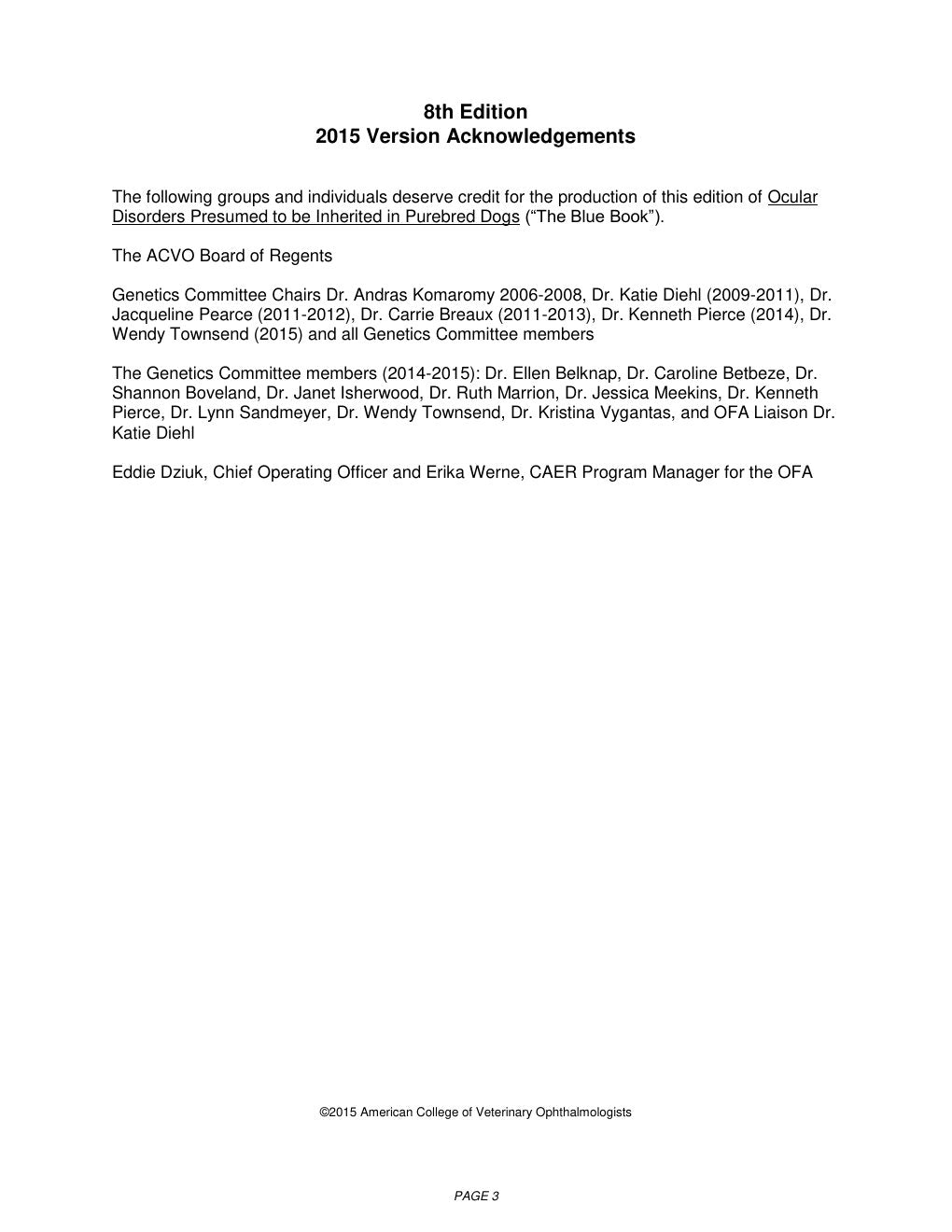 Look Inside sample page 3 - The Blue Book Ocular Disorders Presumed To Be Inherited In Purebred Dogs 8Th Edition