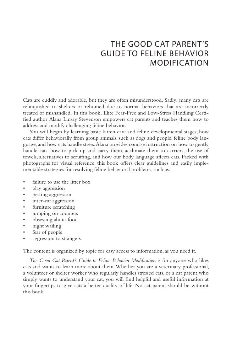 Look Inside sample page 2 - The Good Cat Parents Guide To Feline Behavior Modification