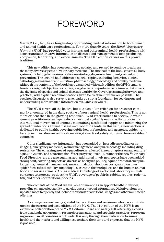 Look Inside page 8 - The Merck Veterinary Manual Pdf
