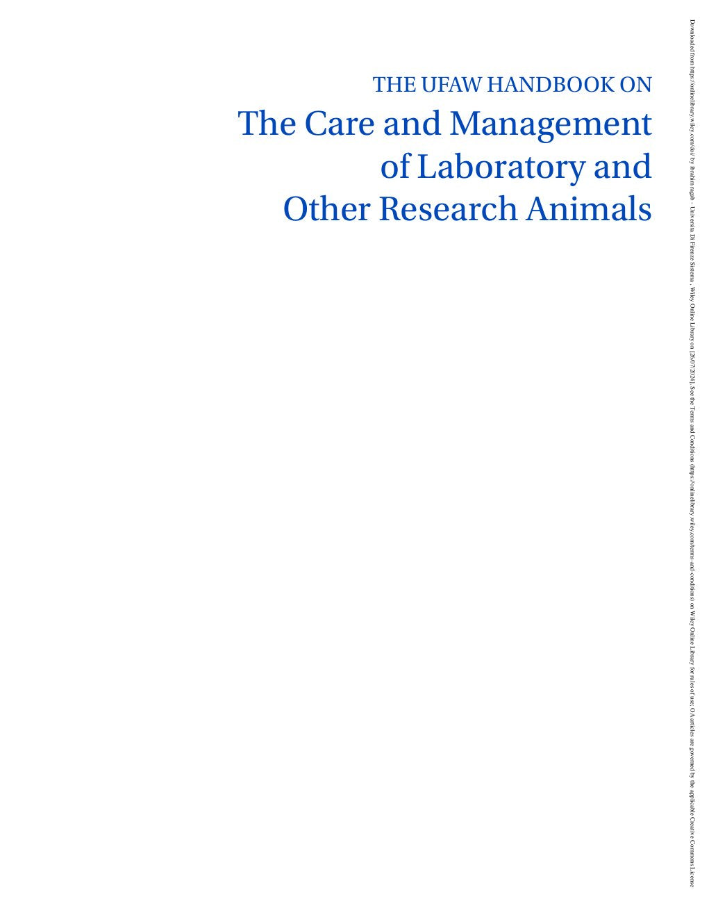 Look Inside sample page 2 - The UFAW Handbook on the Care and Management of Laboratory and Other Research Animals, 9th Edition.p