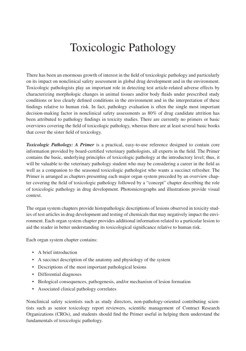 Look Inside sample page 2 - Toxicologic Pathology A Primer