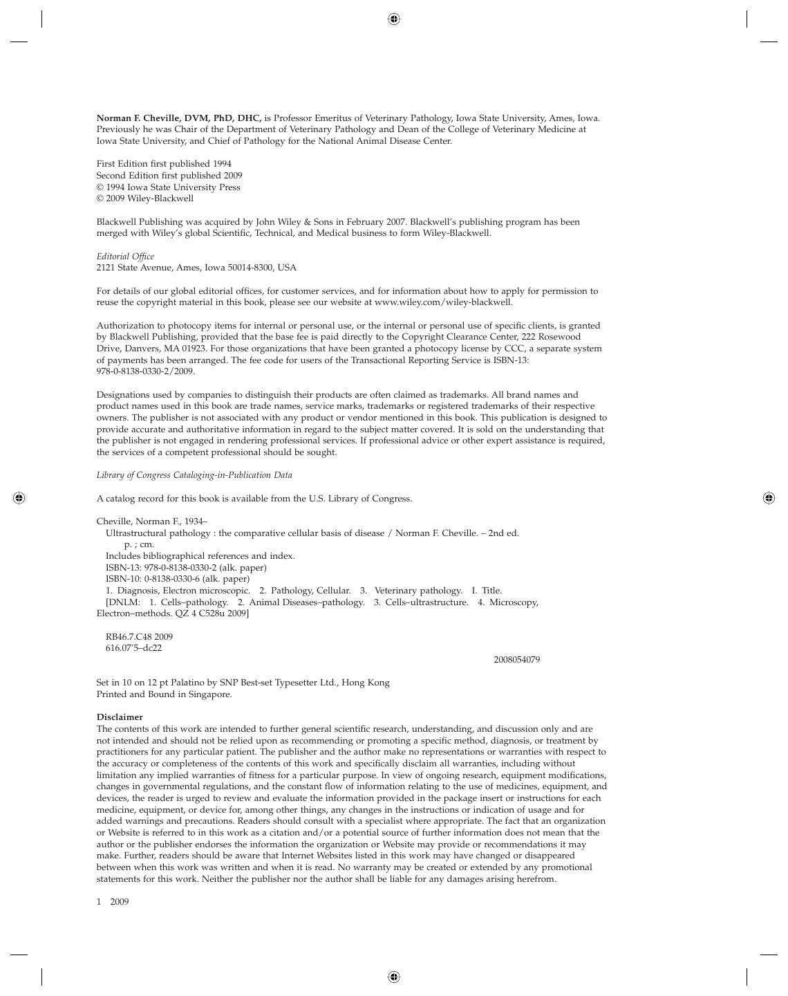 Look Inside sample page 3 - Ultrastructural Pathology The Comparative Cellular Basis Of Disease 2Nd Edition