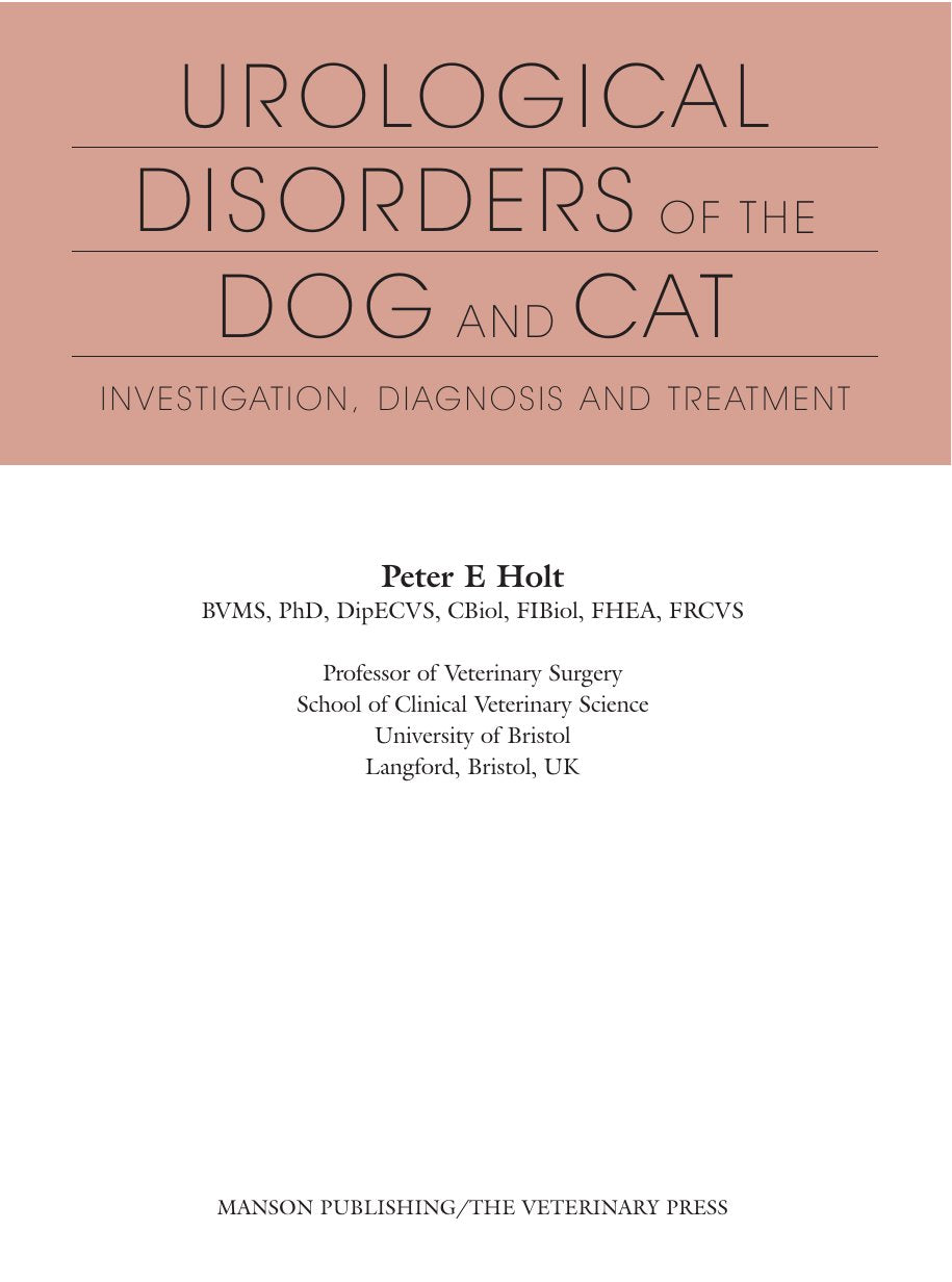 Look Inside page 2 - Urological Disorders of the Dog and Cat: Investigation, Diagnosis, Treatment