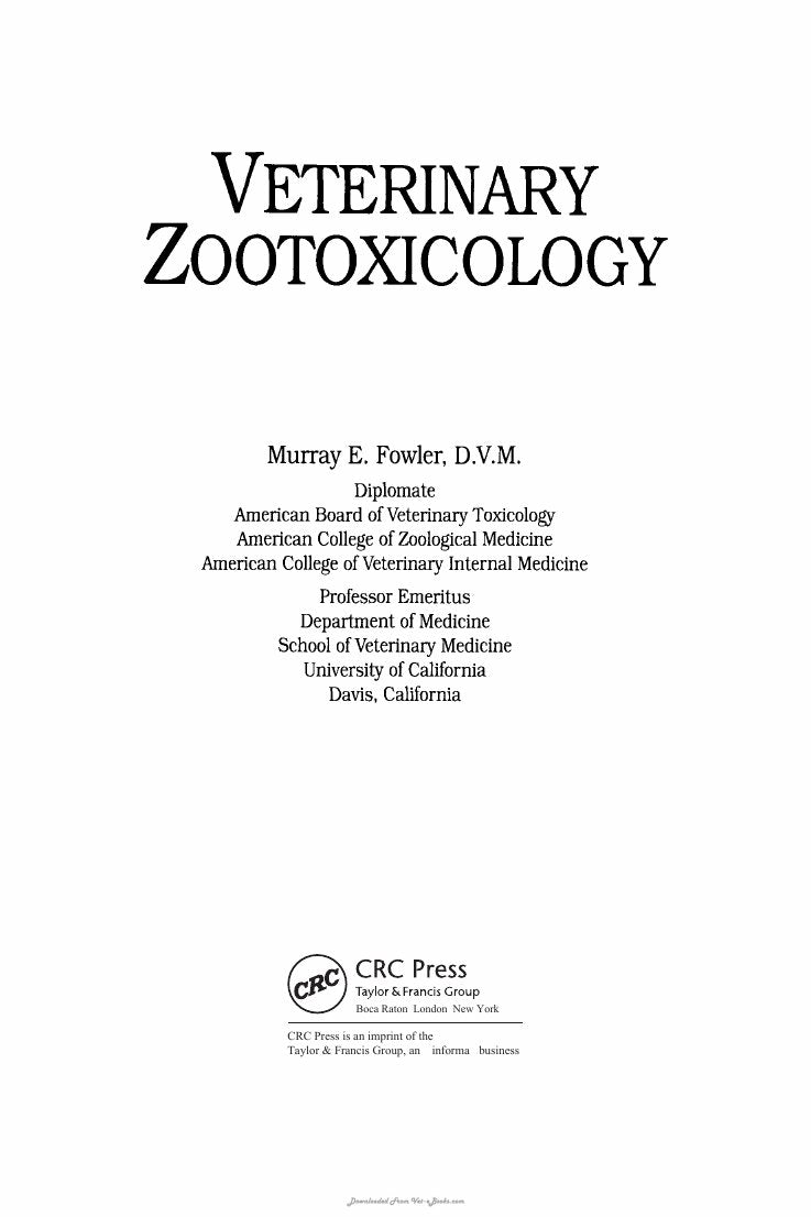 Look Inside sample page 2 - Veterinary Zootoxicology
