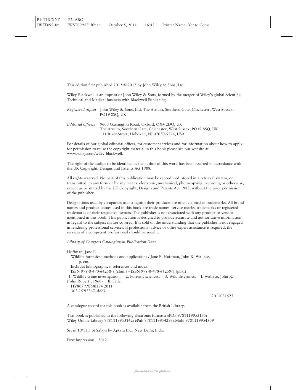 Look Inside sample page 3 - Wildlife Forensics Methods And Application