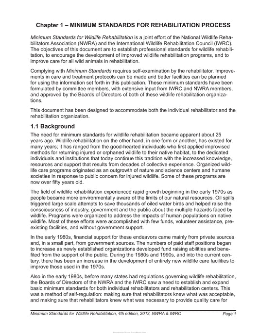 Minimum Standards For Wildlife Rehabilitation 4Th Edition