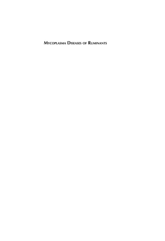 Mycoplasma Diseases Of Ruminants
