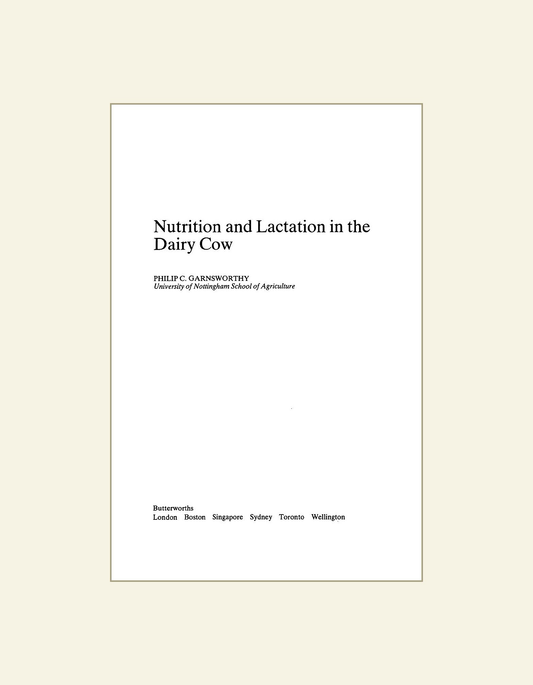 Nutrition and Lactation in the Dairy Cow — front cover