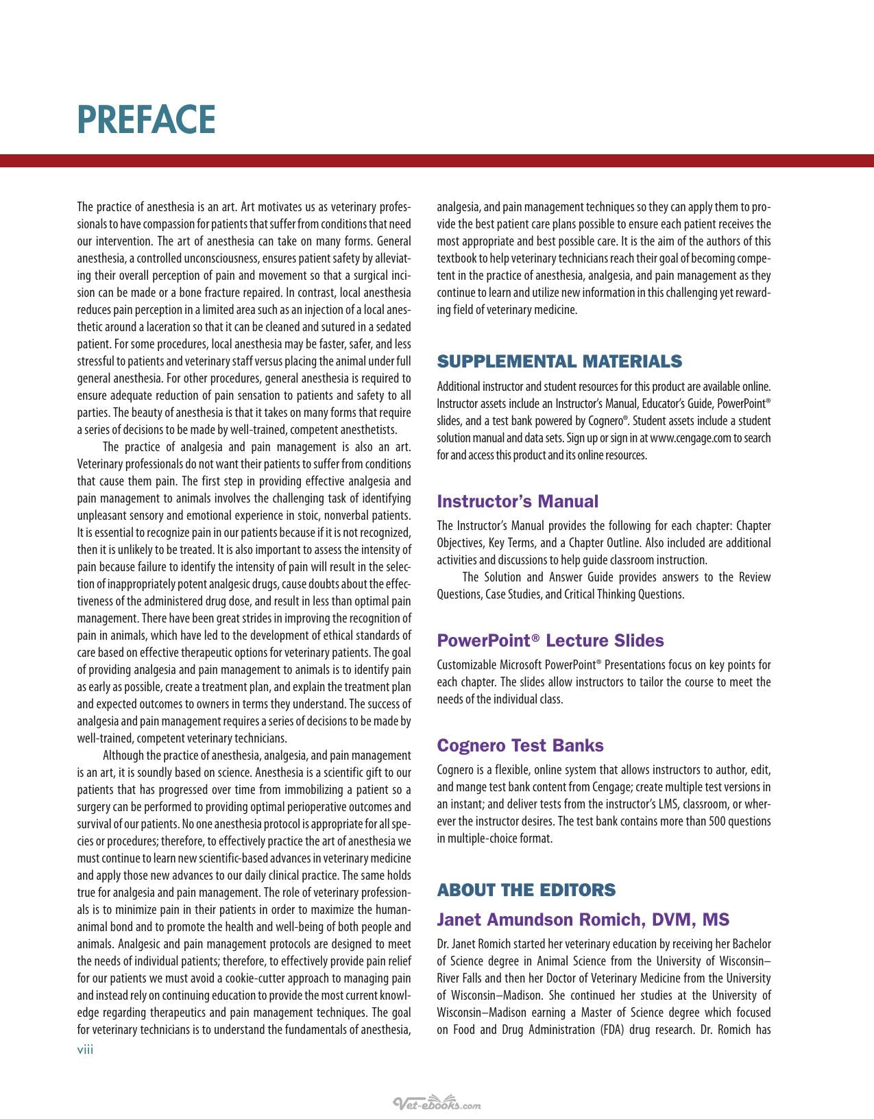 Anesthesia Analgesia and Pain Management for Veterinary Technicians