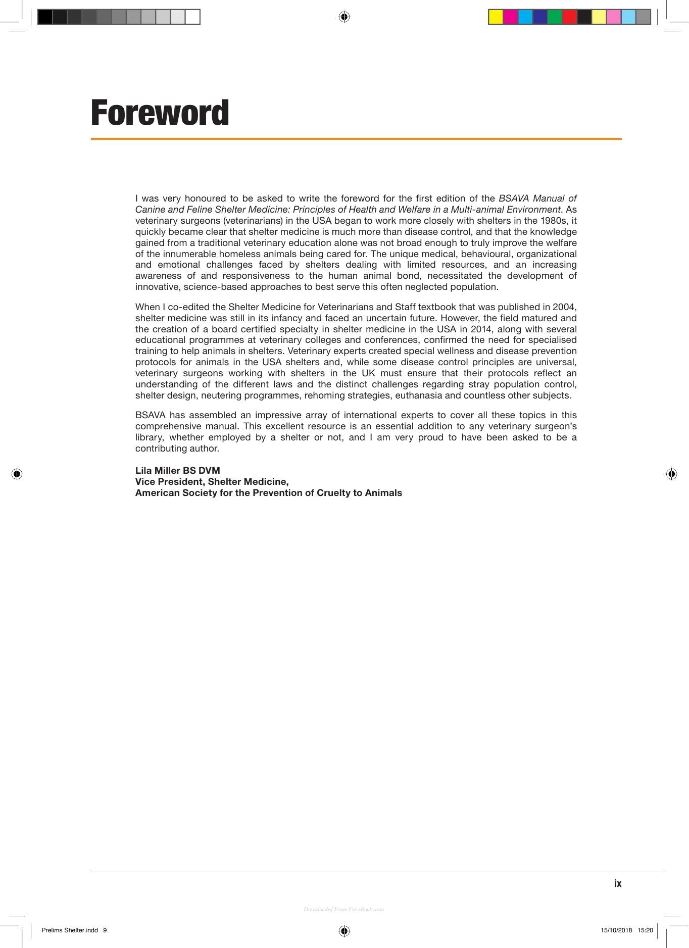 Bsava Manual of Canine and Feline Shelter Medicine Principles of Health and Welfare in a Multi Animal Environment