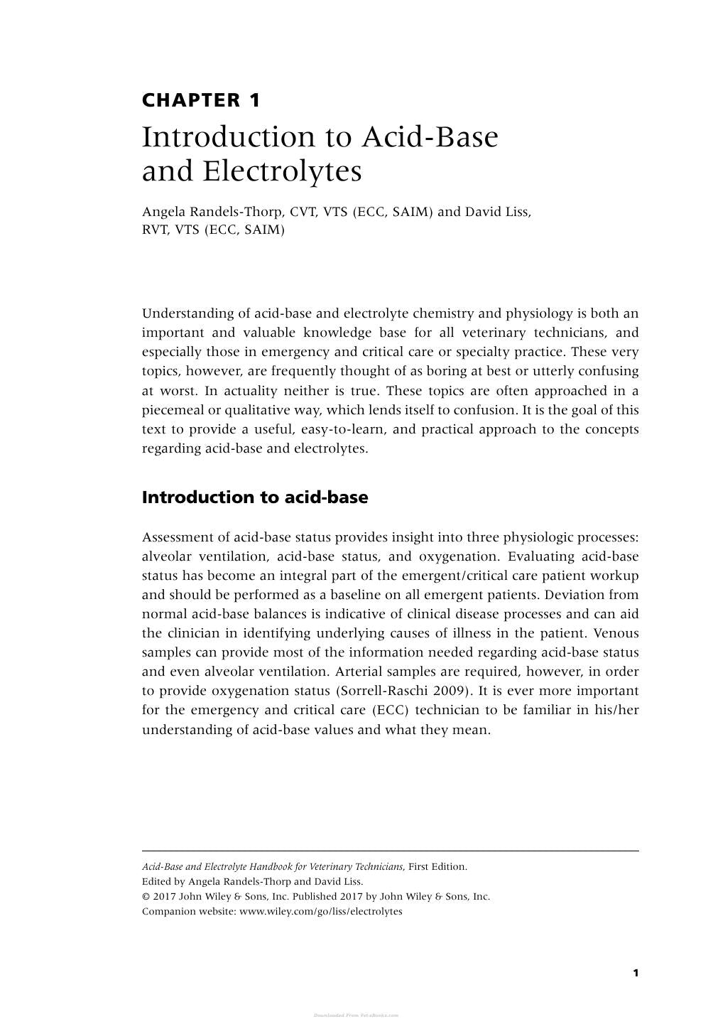 Acid Base Electrolyte Handbook Veterinary Technicians