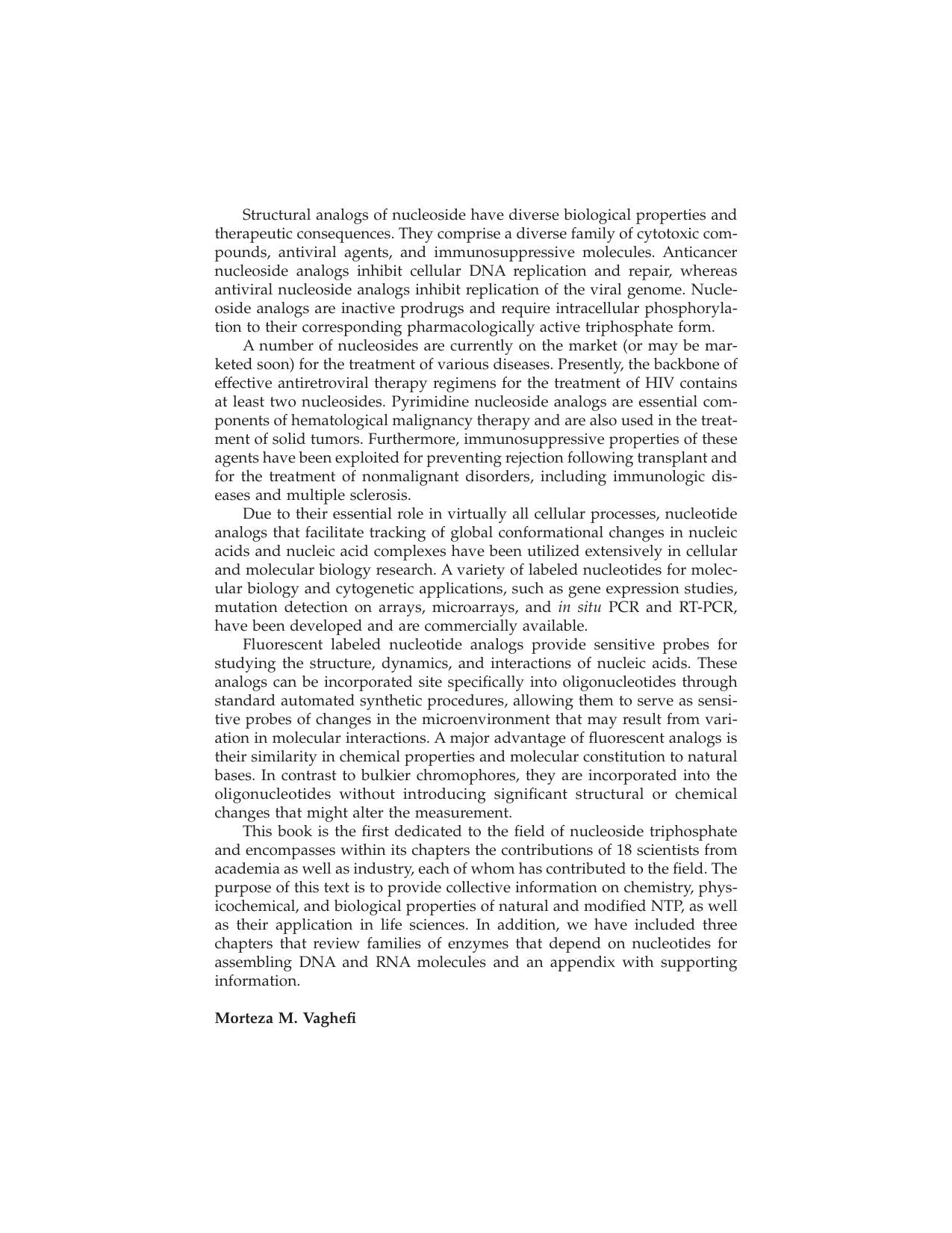 The Nucleosides Triphosphates and Their Analogs