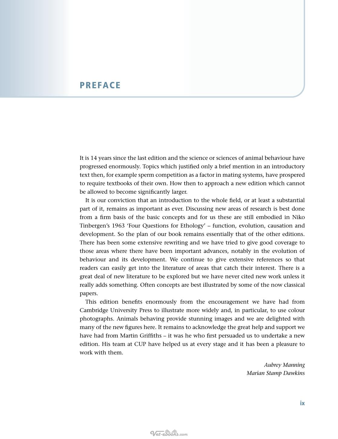 An Introduction to Animal Behaviour 6th Edition