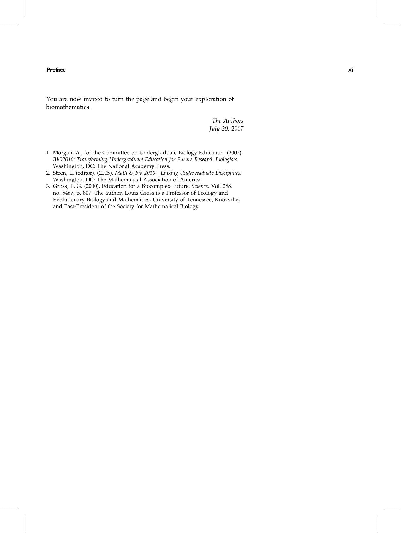 An Invitation To Biomathematics