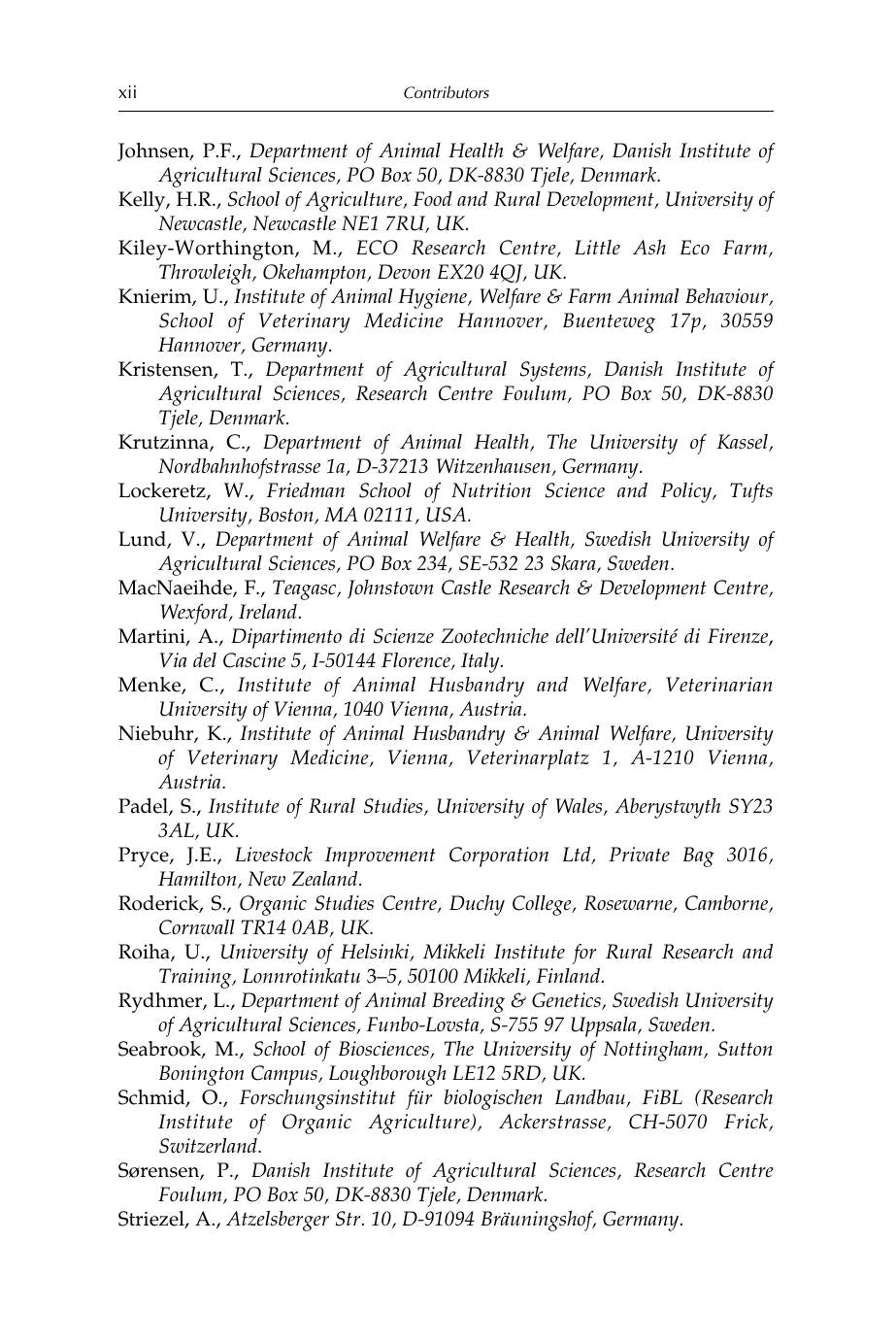 Animal Health And Welfare In Organic Agriculture