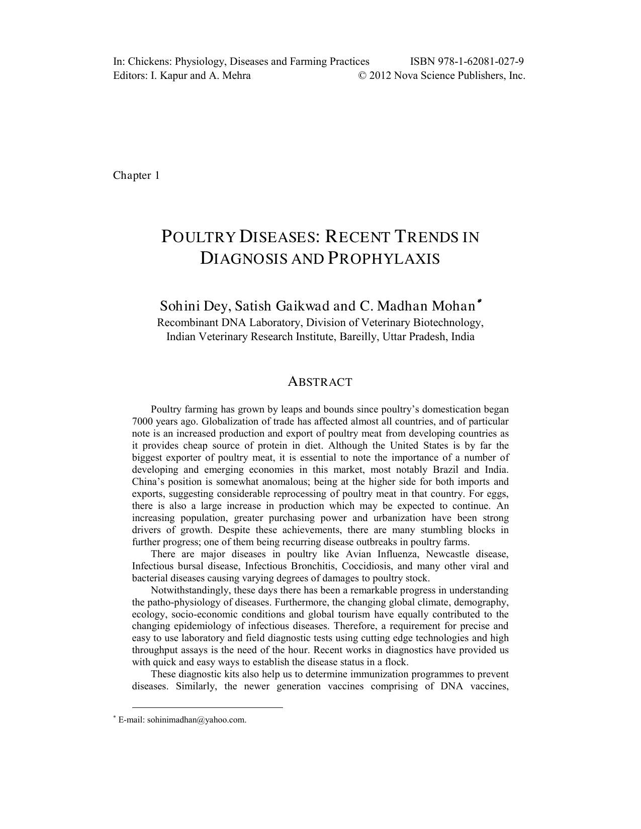 Chickens Physiology Diseases And Farming Practices