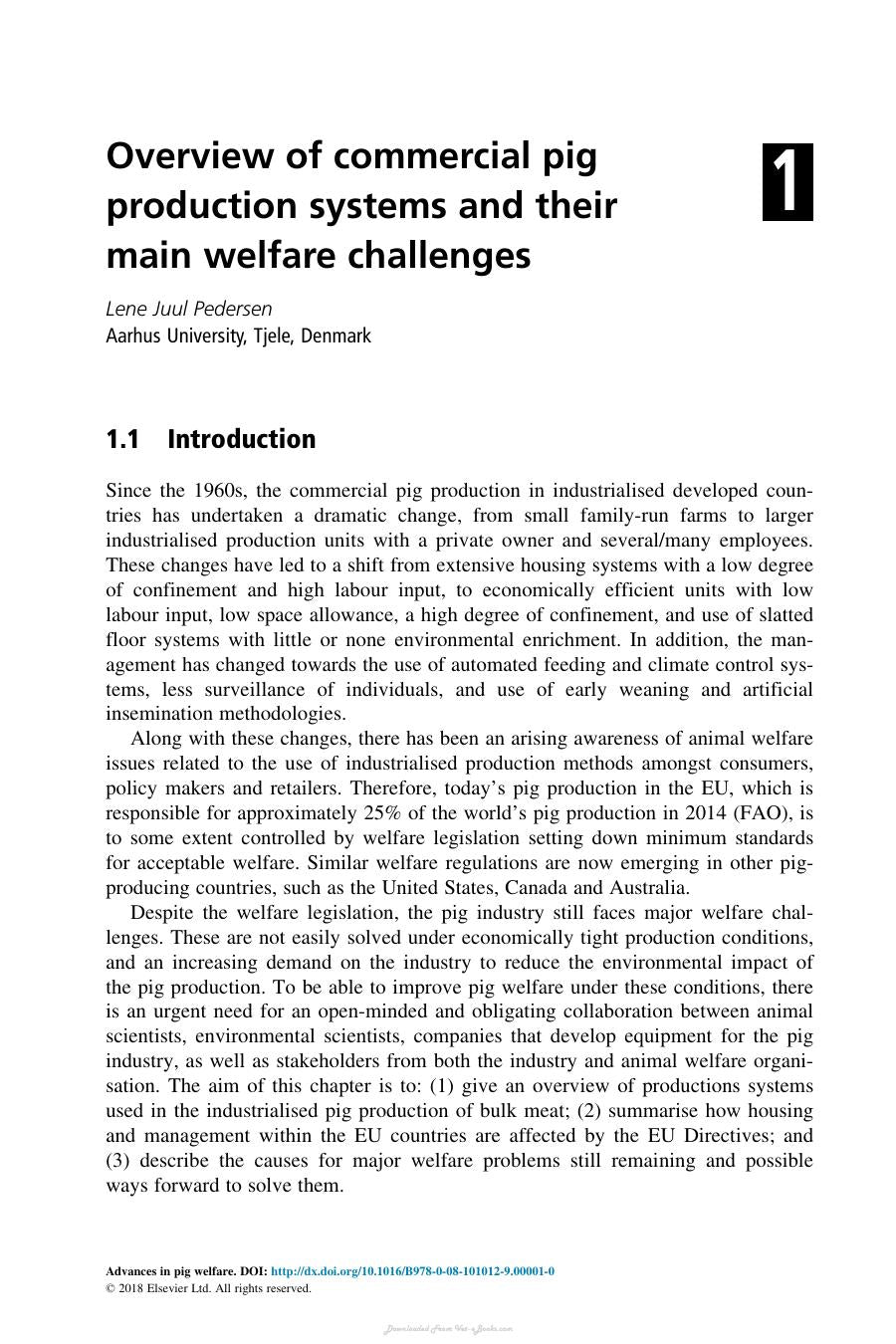 Advances In Pig Welfare