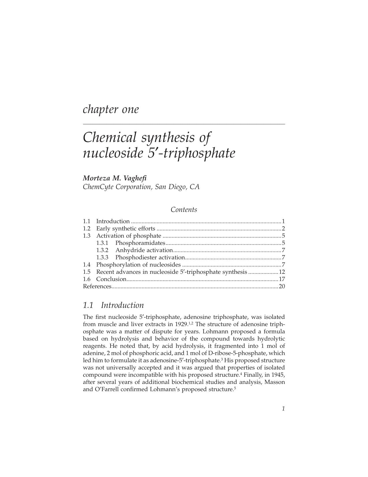 The Nucleosides Triphosphates and Their Analogs