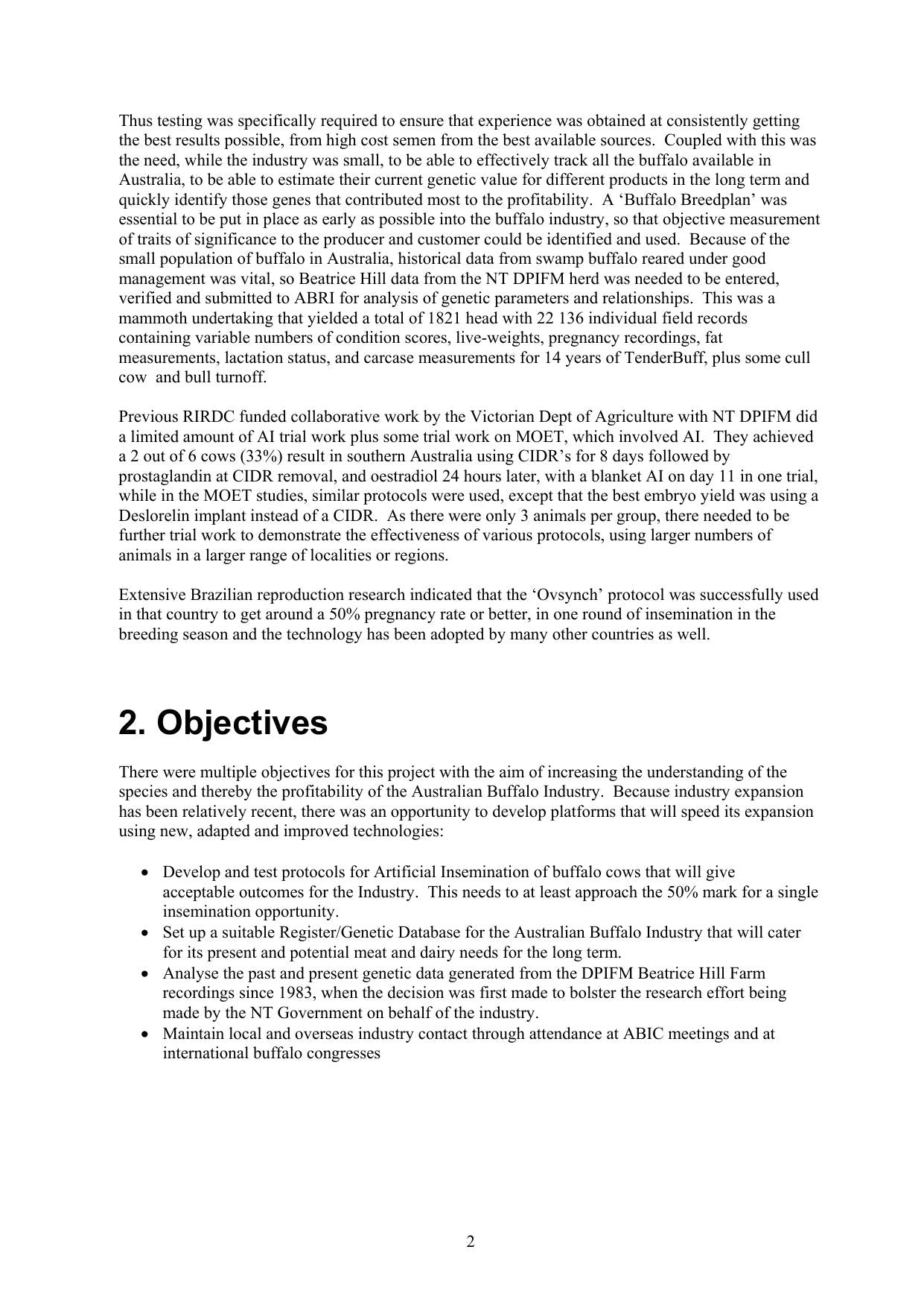 Australian Water Buffalo Genetic And Reproduction Improvements