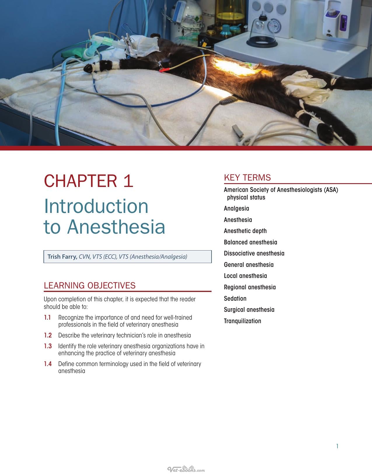 Anesthesia Analgesia and Pain Management for Veterinary Technicians
